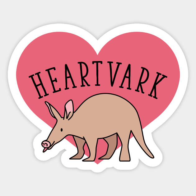 Heartvark - Cute Funny Aardvark Art with Heart Sticker by toddsimpson